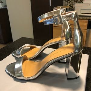 NWOB Silver Block Heel Sandals